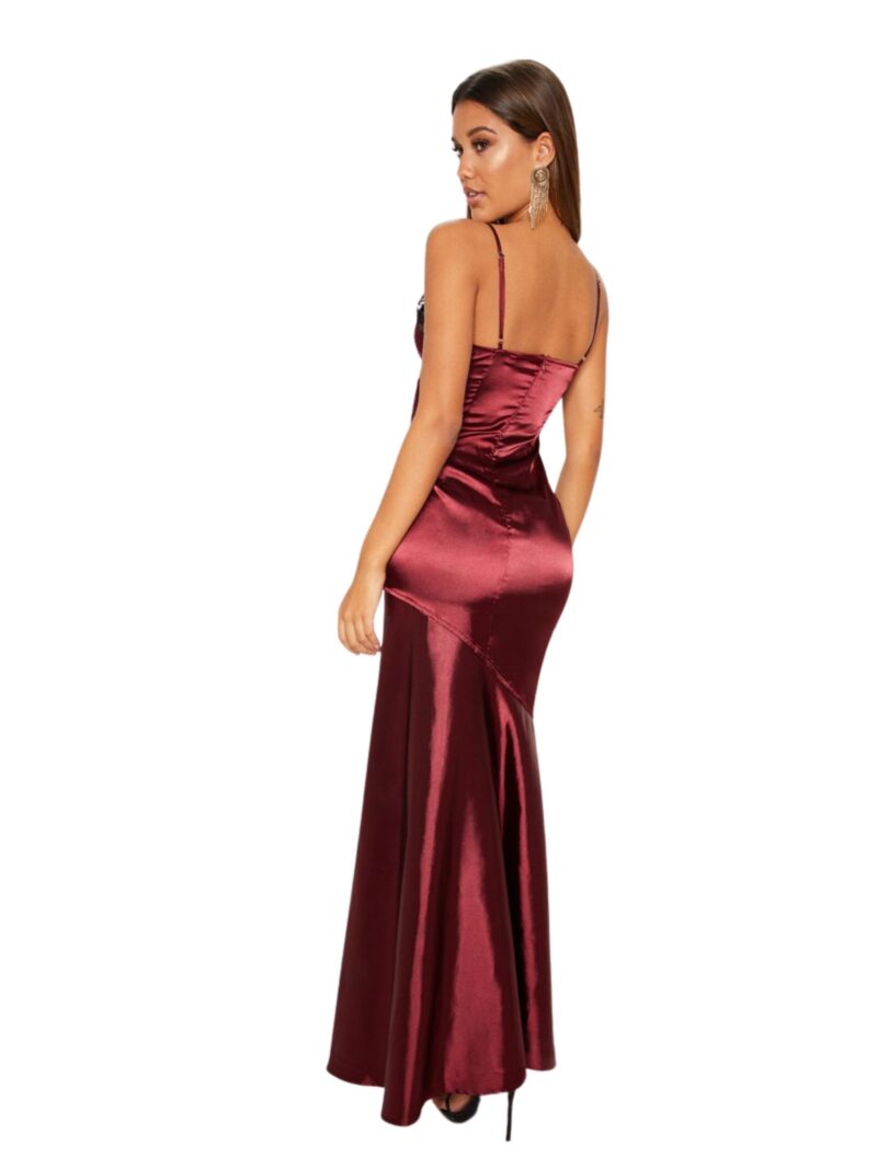Burgandy satin lace maxi