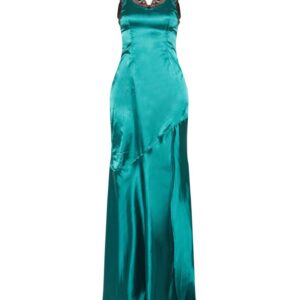 Emerald satin lace maxi