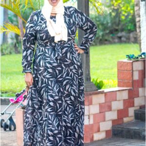 dress231leafblack1 chiffon leaf black maxi