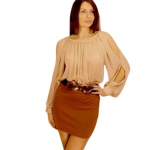 Belted Rust and beige dress
