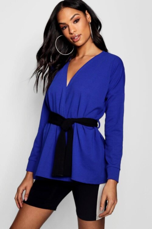 out64cobalt1 Alice Belted Wrap Kimono